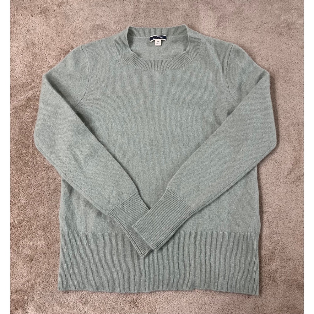 J.Crew 100% Cashmere Sweater Women's XS Light Green Crew-neck Long Sleeve EUC
